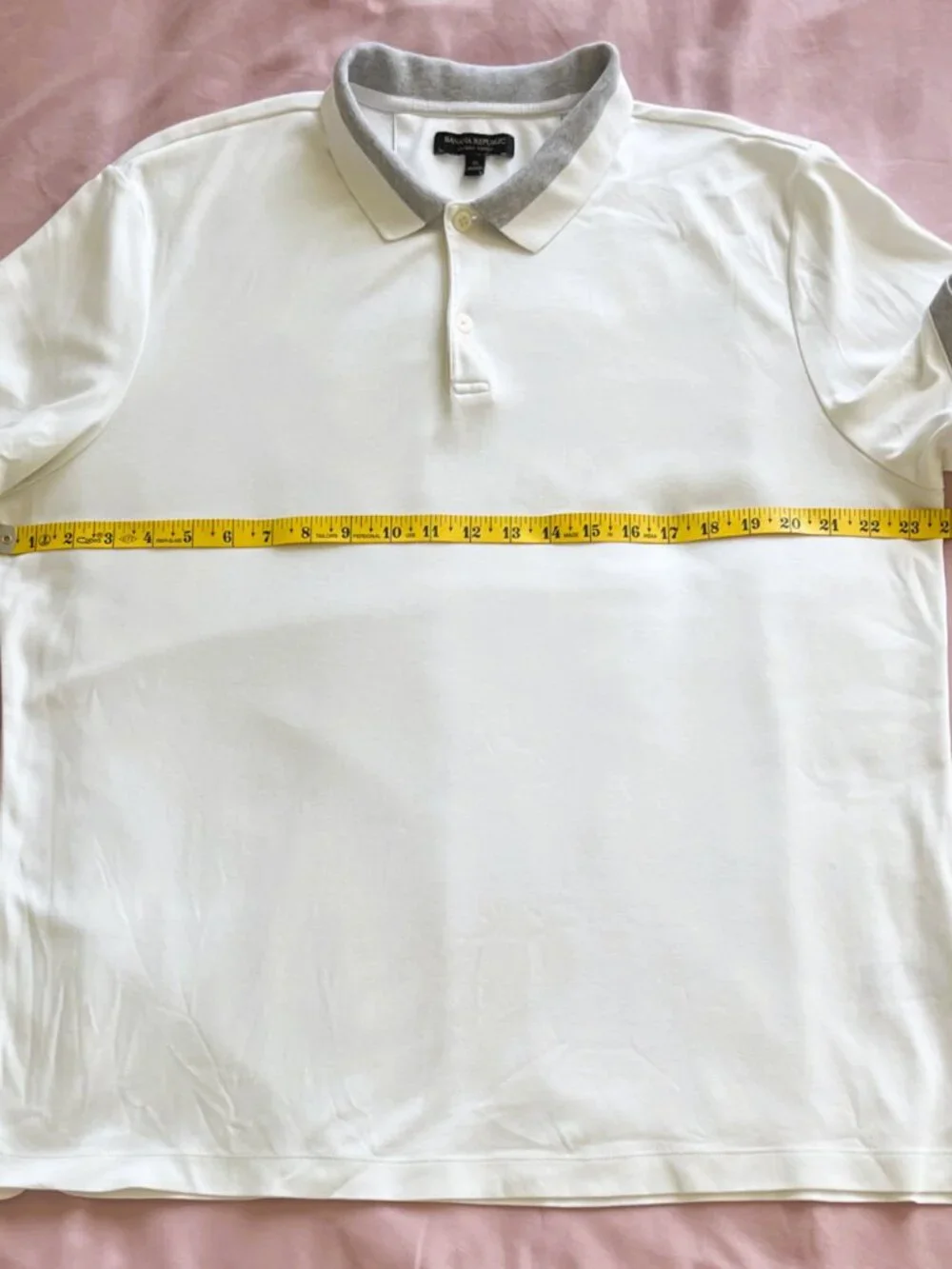 Banana Republic Luxury Touch Polo Shirt Men's XL White Grey Contrast Trim Cotton